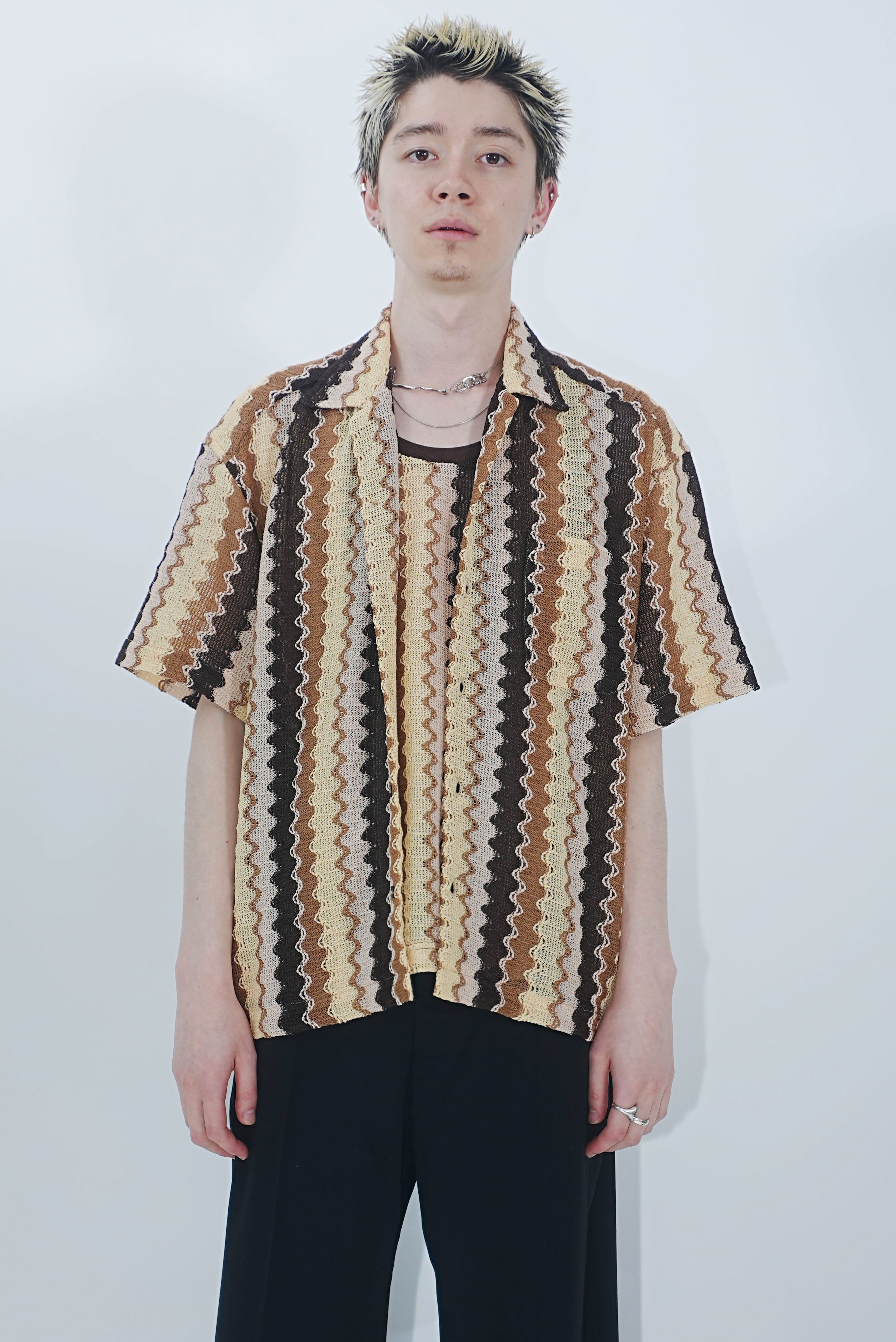 CMMN SWDN SS23 TURE KNITTED SHIRT BROWN WAVE