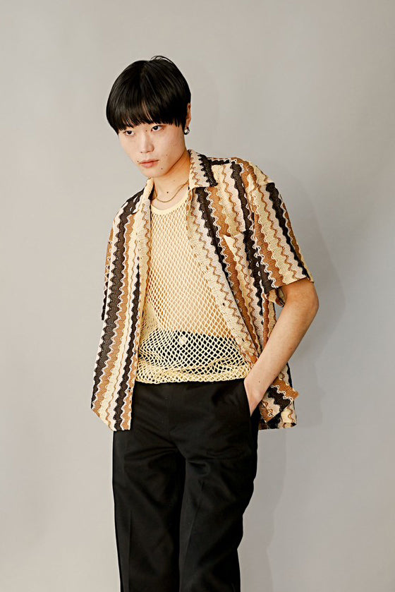 CMMN SWDN SS23 TURE KNITTED SHIRT BROWN WAVE